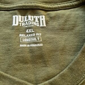 Duluth Trading Co. 4XL Relaxed Fit Longtail Henley T-Shirt in Olive Green - NWT